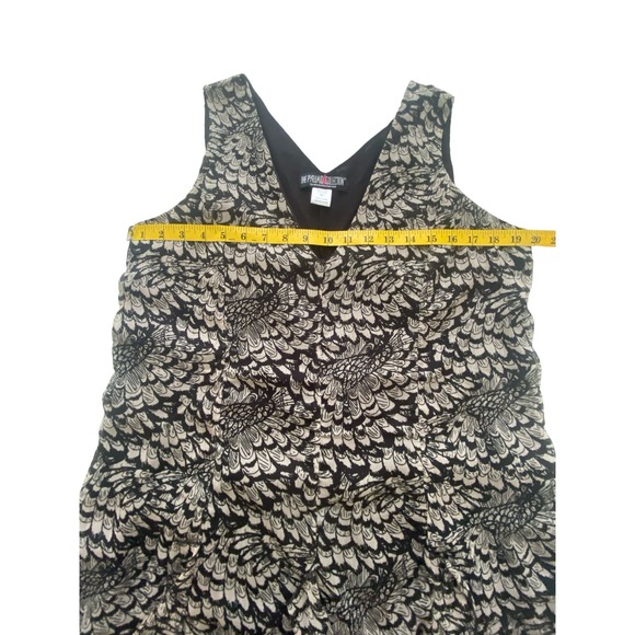 The Pyramid Collection Women's Feather Chiffon Dress, Beige & Black, Large - Picture 3 of 9